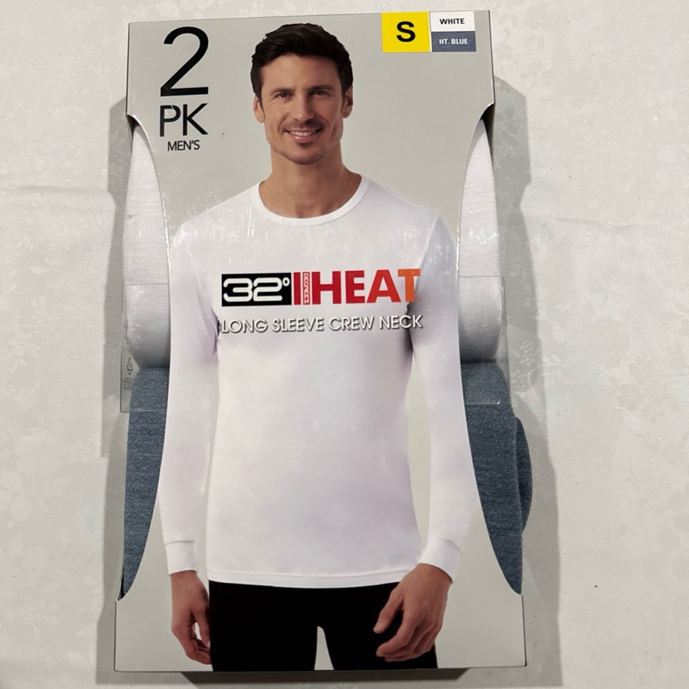 32 Degrees Men's White Long Sleeve Crew Neck Shirt! Size: Small